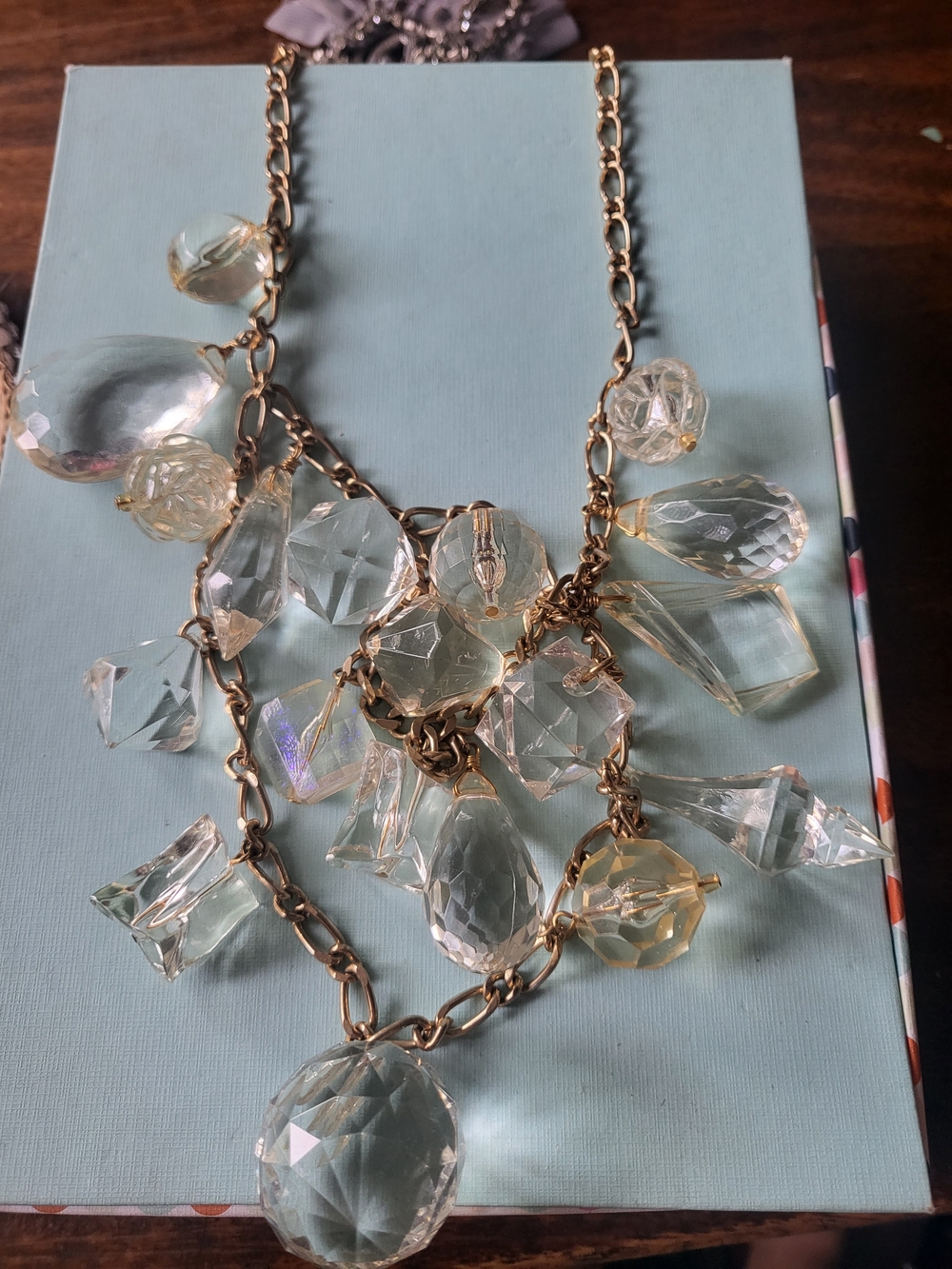 Gold-Tone Clear Crystal Drop Necklace